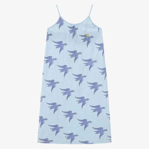 The Animals Observatory-Teen Girls Blue Bird Cotton Dress | Childrensalon Outlet