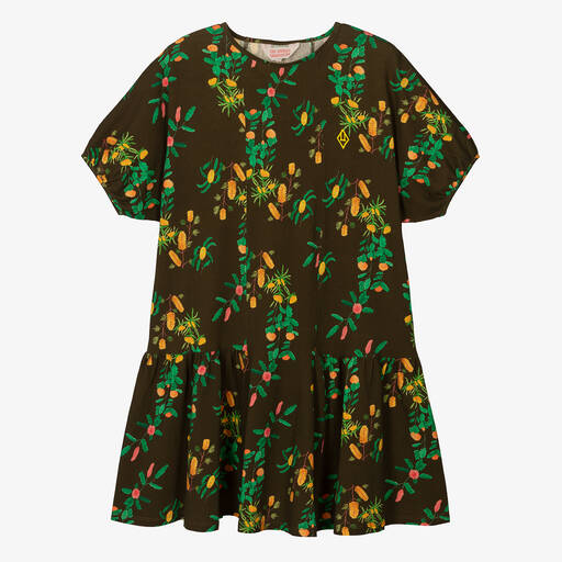 The Animals Observatory-Teen Girls Brown Floral Cotton Dress | Childrensalon Outlet