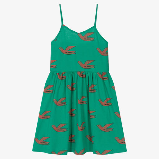 The Animals Observatory-Teen Girls Green Cotton Logo Bird Dress | Childrensalon Outlet