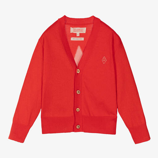 The Animals Observatory-Teen Girls Red Cotton Cardigan  | Childrensalon Outlet