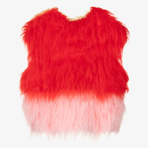 The Animals Observatory-Teen Red & Ivory Faux Fur Slipover | Childrensalon Outlet