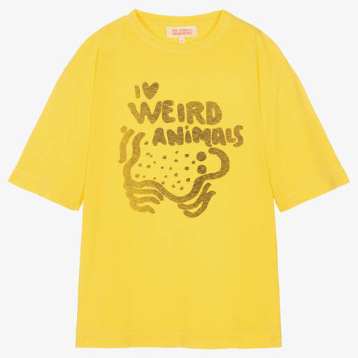 The Animals Observatory-Teen Yellow Cotton Oversized Graphic T-Shirt | Childrensalon Outlet
