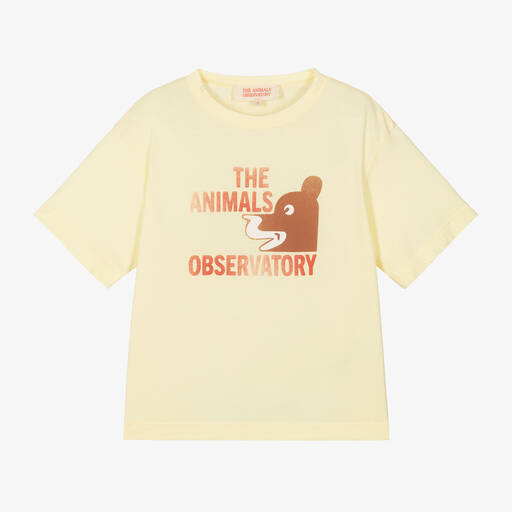The Animals Observatory-Yellow Bear Cotton T-Shirt | Childrensalon Outlet