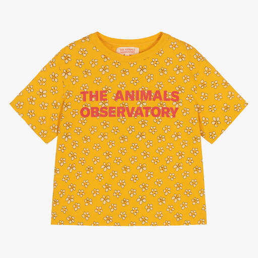 The Animals Observatory-Yellow Daisy Logo T-Shirt | Childrensalon Outlet