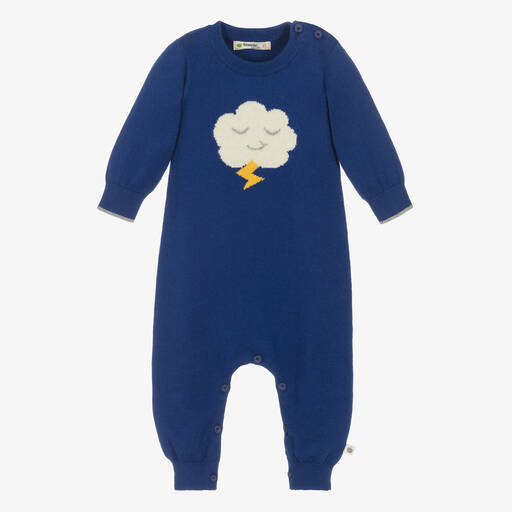 The Bonnie Mob-Baby Boys Blue Cotton Knit Cloud Romper | Childrensalon Outlet