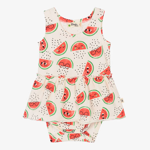 The Bonnie Mob-Baby Girls Ivory Cotton Watermelon Dress | Childrensalon Outlet