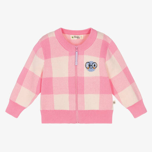The Bonnie Mob-Baby Girls Pink Cotton Knit Cardigan | Childrensalon Outlet
