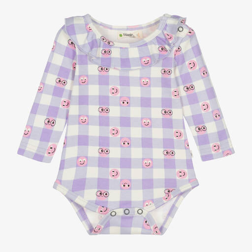 The Bonniemob-Baby Girls Purple Cotton Gingham Bodyvest | Childrensalon Outlet