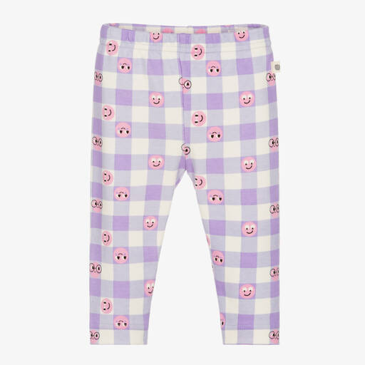 The Bonniemob-Baby Girls Purple Cotton Gingham Leggings | Childrensalon Outlet