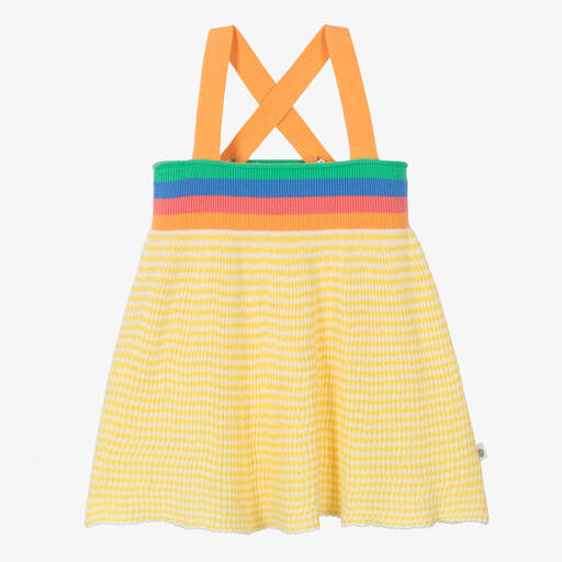 The Bonniemob-Baby Girls Yellow Cotton Striped Dress | Childrensalon Outlet