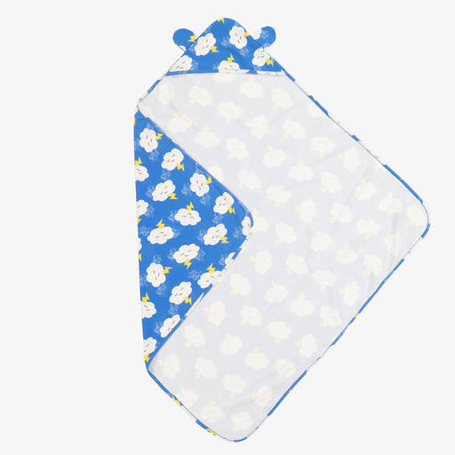 The Bonniemob-Синее одеяло с капюшоном и тучками (96см) | Childrensalon Outlet
