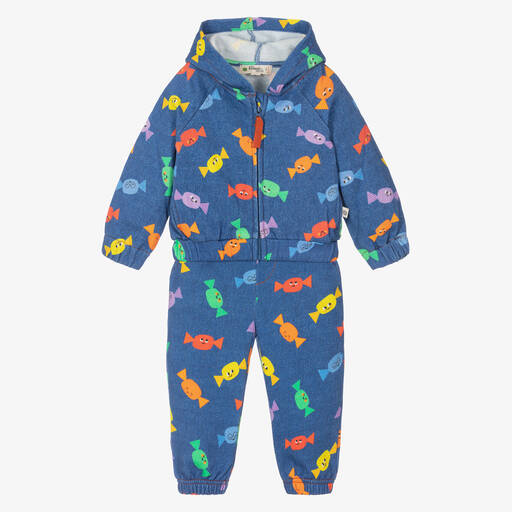 The Bonniemob-Blue Cotton Jersey Baby Tracksuit | Childrensalon Outlet