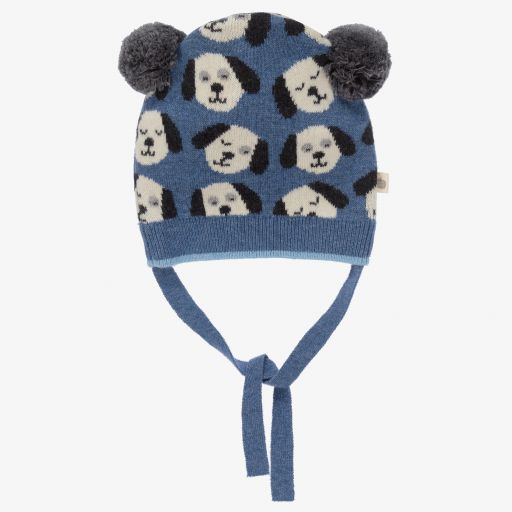 The Bonniemob-Blue Knitted Pom-Pom Hat | Childrensalon Outlet