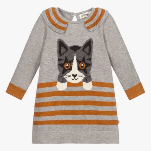 The Bonniemob-Girls Grey Knitted Dress | Childrensalon Outlet