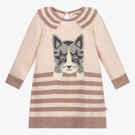 The Bonniemob-Girls Pink Cotton Knit Dress | Childrensalon Outlet