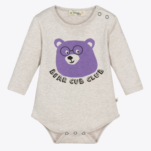 The Bonnie Mob-Grey Bear Organic Cotton Baby Bodyvest | Childrensalon Outlet