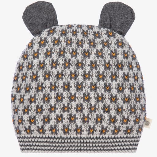 The Bonniemob-Grey Knitted Cotton Hat | Childrensalon Outlet