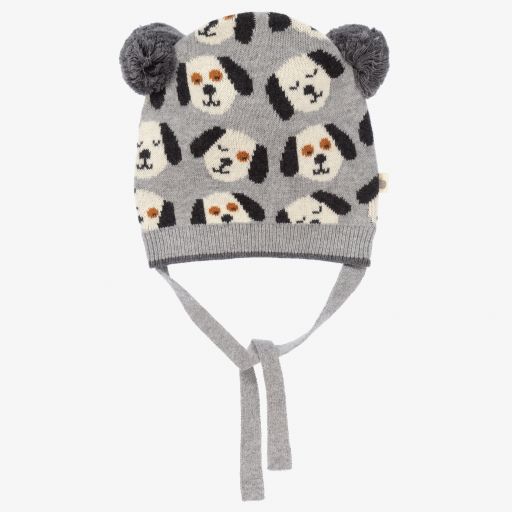 The Bonnie Mob-Grey Knitted Pom-Pom Hat | Childrensalon Outlet