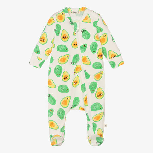 The Bonnie Mob-Ivory & Green Cotton Avocado Babygrow | Childrensalon Outlet