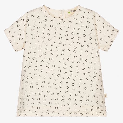 The Bonniemob-T-shirt ivoire en coton bio | Childrensalon Outlet