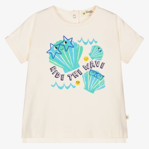 The Bonniemob-T-shirt ivoire en coton bio | Childrensalon Outlet