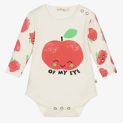 The Bonniemob-Ivory & Red Apple Cotton Baby Bodyvest | Childrensalon Outlet