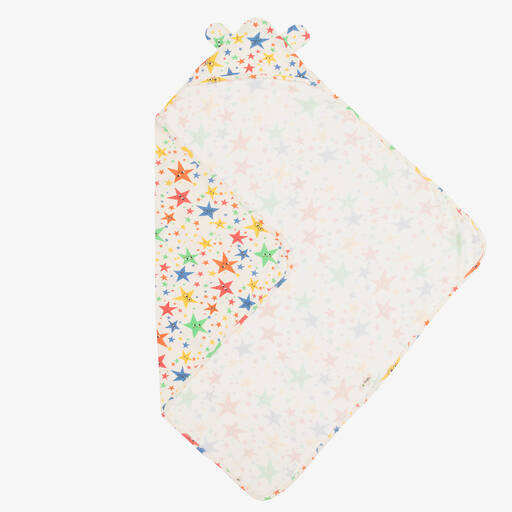 The Bonniemob-Ivory Star Print Hooded Blanket (96cm) | Childrensalon Outlet