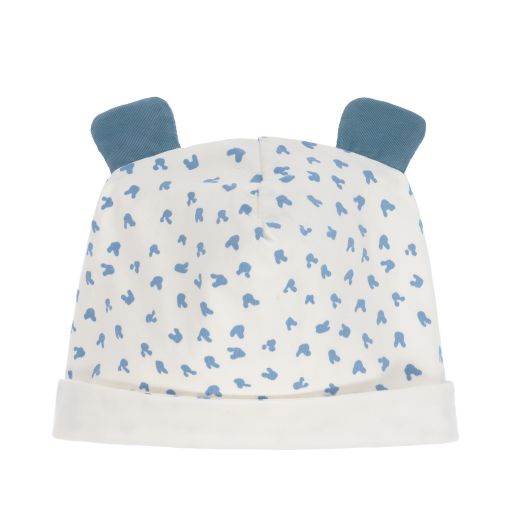 The Bonniemob-قبعة قطن عضوي جيرسي لون أبيض وأزرق للأطفال | Childrensalon Outlet