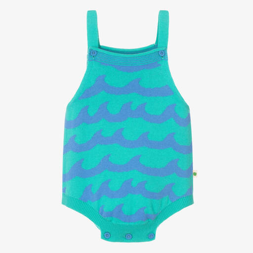 The Bonniemob-Baby Boys Blue Wave Cotton Knit Shortie | Childrensalon Outlet