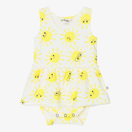 The Bonniemob-Baby Girls Ivory Cotton Sunshine Dress | Childrensalon Outlet
