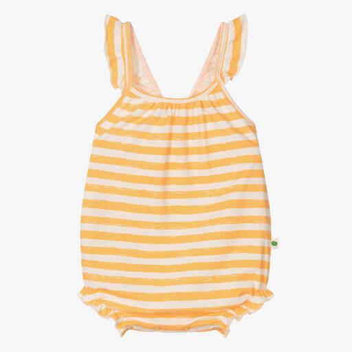 The Bonniemob-Baby Girls Orange Stripe Cotton Shortie | Childrensalon Outlet