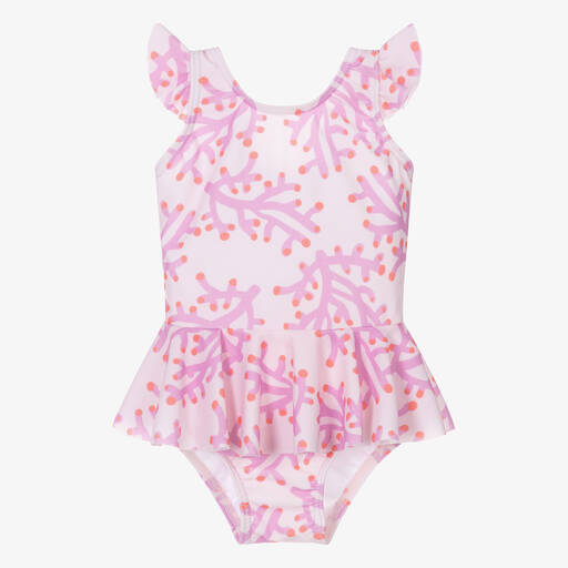 The Bonniemob-Baby Girls Pink Coral Swimsuit (UPF 50+) | Childrensalon Outlet