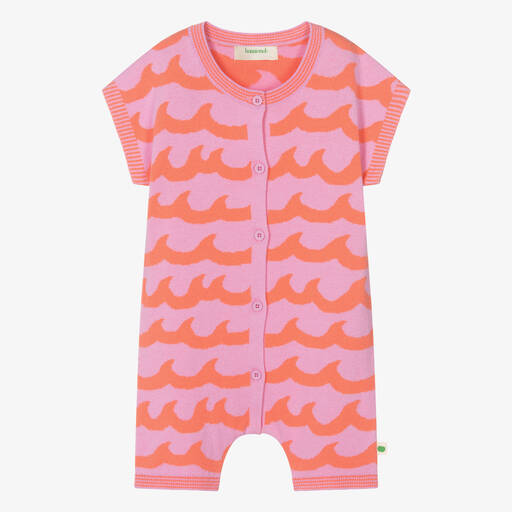 The Bonniemob-Baby Girls Pink Wave Cotton Knit Shortie | Childrensalon Outlet