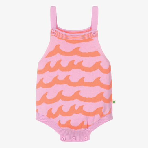 The Bonniemob-Baby Girls Pink Wave Cotton Knit Shortie | Childrensalon Outlet