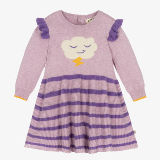 The Bonniemob-Baby Girls Purple Cotton Knit Cloud Dress | Childrensalon Outlet