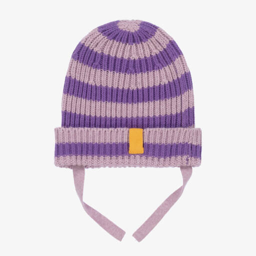 The Bonniemob-Baby Girls Purple Striped Knitted Hat | Childrensalon Outlet