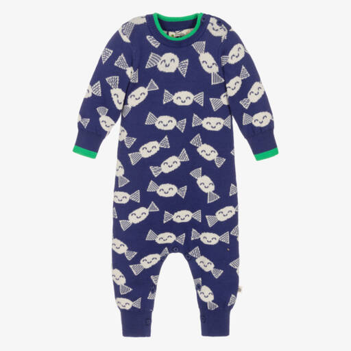 The Bonniemob-Синий трикотажный комбинезон из органического хлопка | Childrensalon Outlet