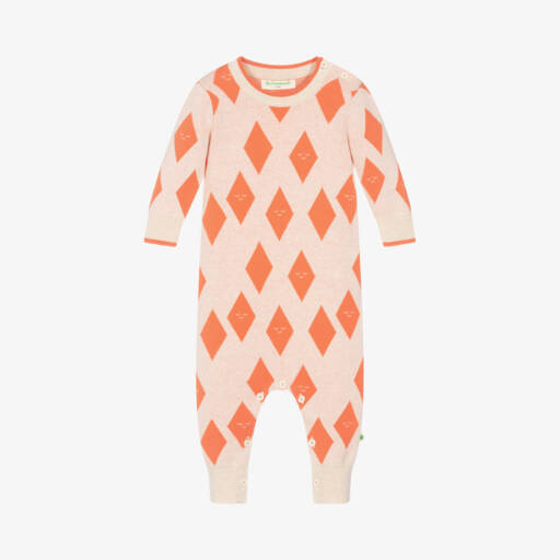 The Bonniemob-Girls Beige Knit Diamond Romper | Childrensalon Outlet