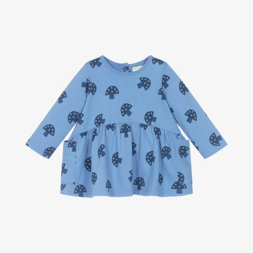 The Bonniemob-Girls Organic Cotton Blue Dress | Childrensalon Outlet