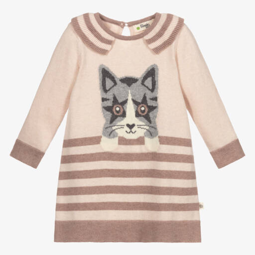 The Bonniemob-Girls Pink Cotton Knit Dress | Childrensalon Outlet