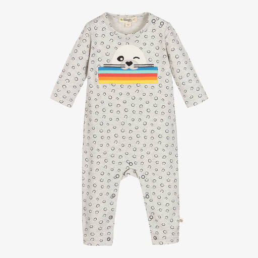 The Bonniemob-Grey Organic Cotton Babysuit | Childrensalon Outlet