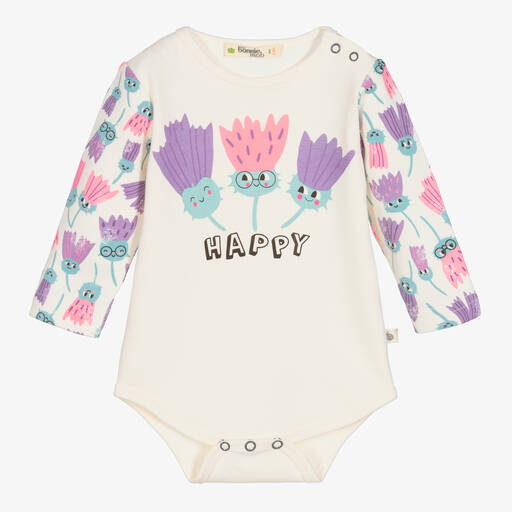 The Bonniemob-أوفرول بادي قطن عضوي لون عاجي للمولودات | Childrensalon Outlet
