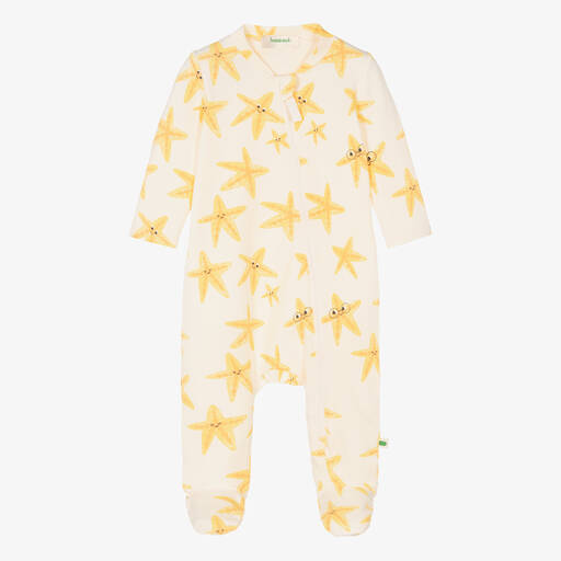 The Bonniemob-Ivory Organic Cotton Starfish Babygrow  | Childrensalon Outlet