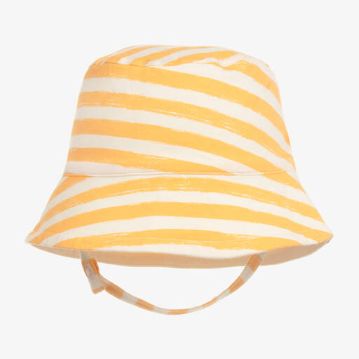The Bonniemob-Orange Organic Cotton Stripe Baby Hat | Childrensalon Outlet