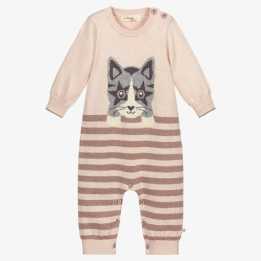 The Bonniemob-Pink Cotton Knit Romper | Childrensalon Outlet