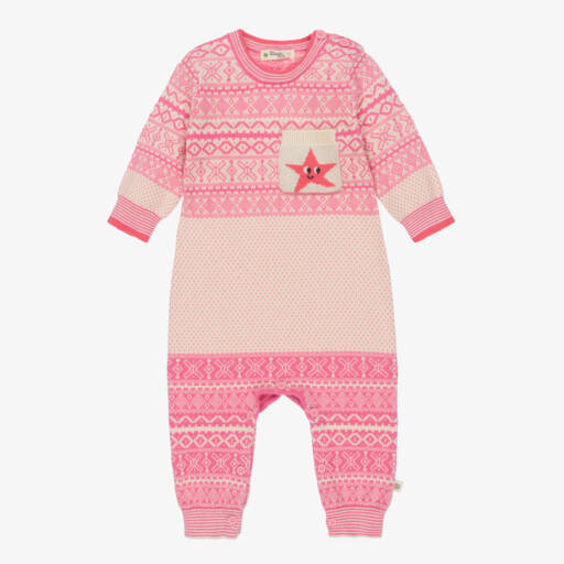 The Bonniemob-Розовый трикотажный жаккардовый комбинезон | Childrensalon Outlet