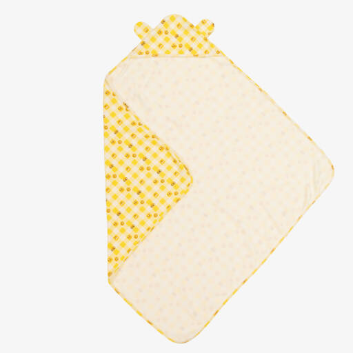 The Bonniemob-Yellow Check Print Hooded Blanket (96cm) | Childrensalon Outlet