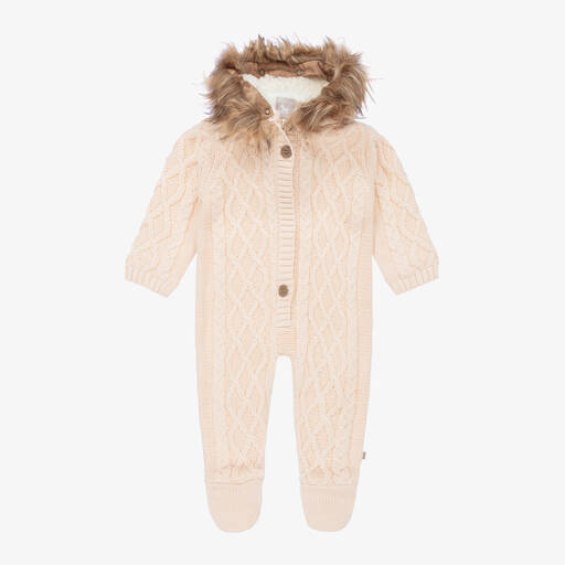 The Little Tailor-Blush Pink Knitted Pramsuit | Childrensalon Outlet
