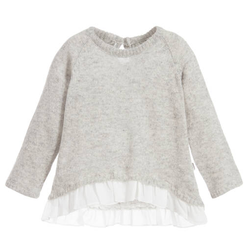 The Little Tailor-Girls Grey Wool Blend Sweater | Childrensalon Outlet