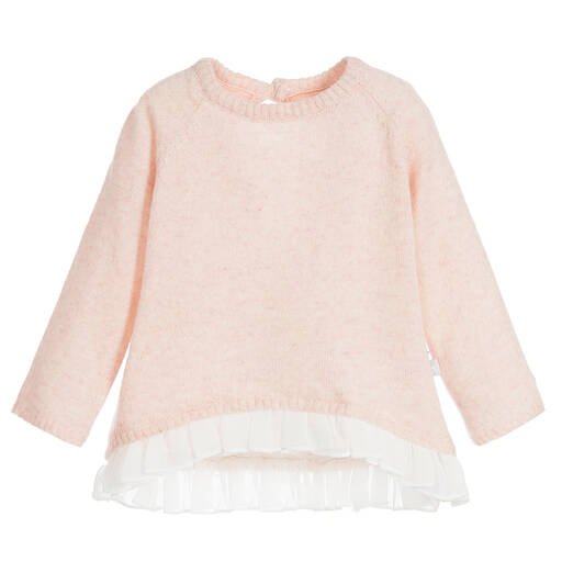 The Little Tailor-Girls Pink Wool Blend Sweater | Childrensalon Outlet